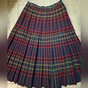 Plaid A-Line Skirt - Red and Green